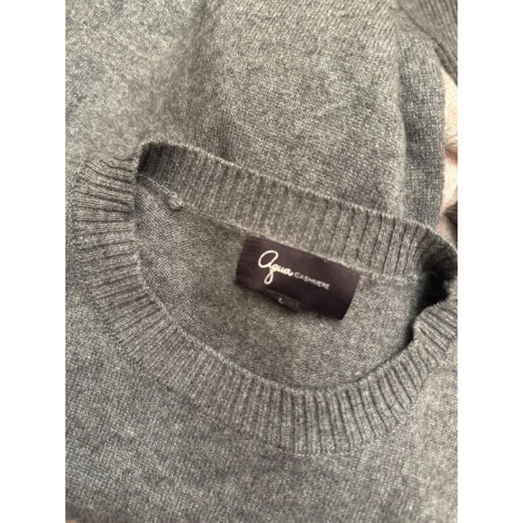 Ladies Large Aqua Cashmere 100% Cashmere Gray "Addicted to Glamour" Sweater - Picture 2 of 4